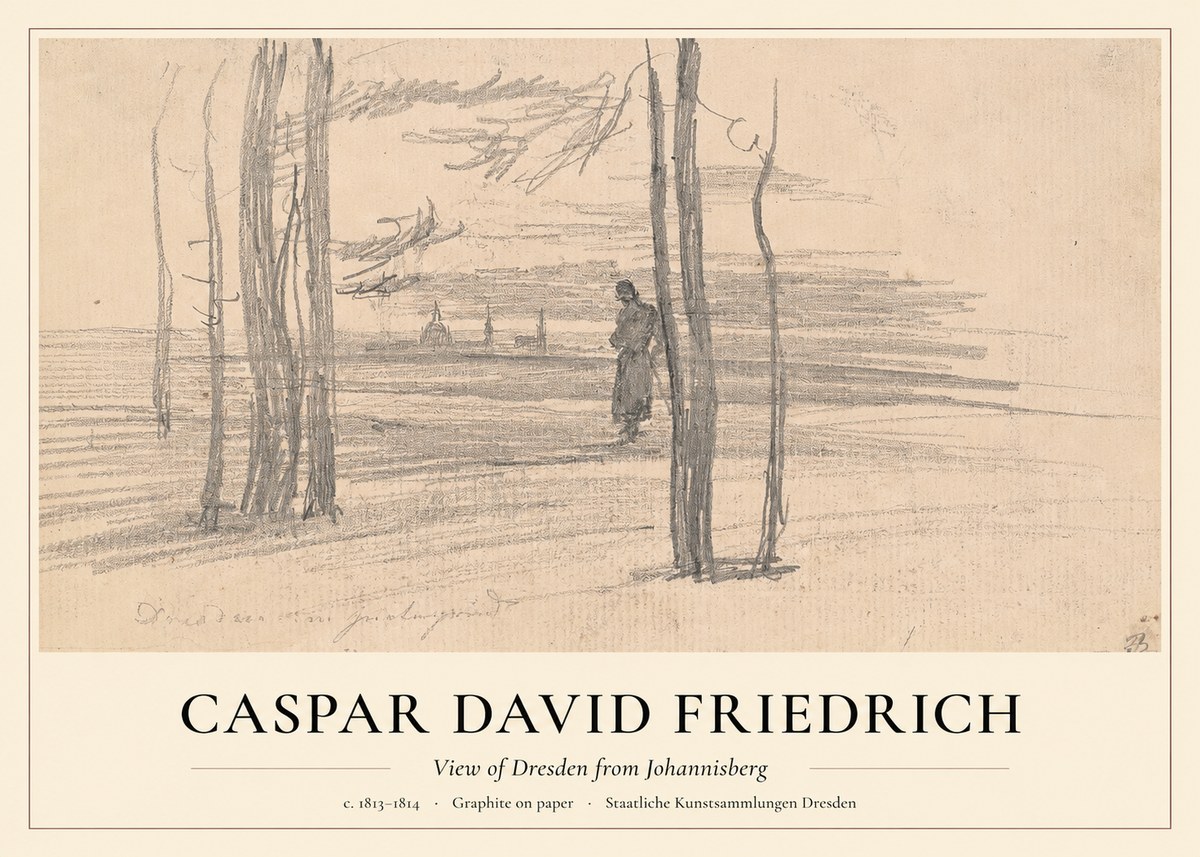 Caspar David Friedrich View of Dresden from Johannisberg No1 - Plakát
