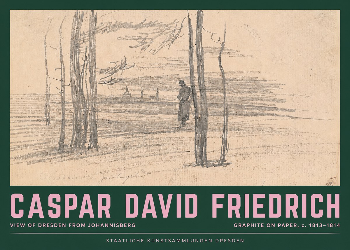 Caspar David Friedrich View of Dresden from Johannisberg No2 - Plakát