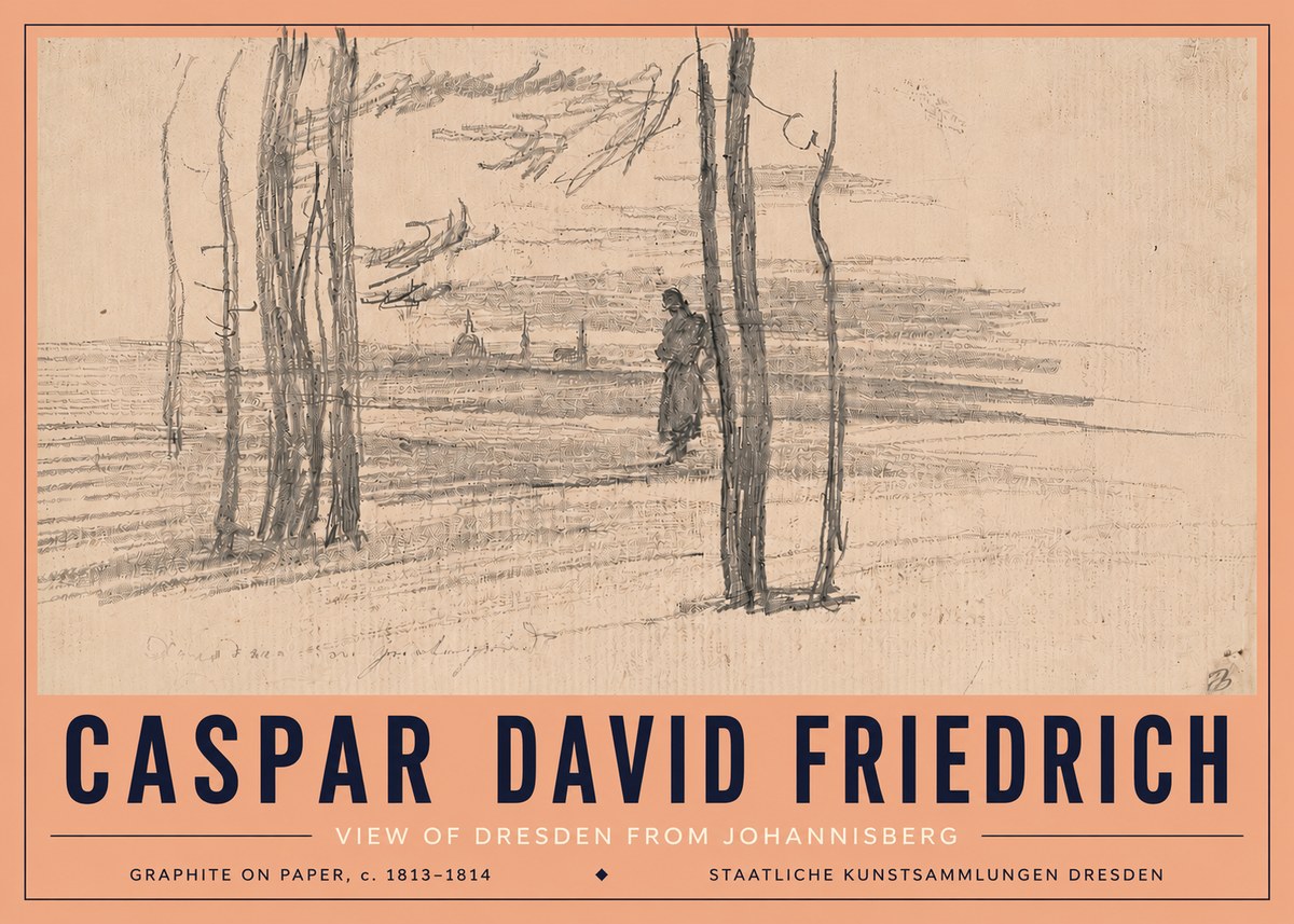 Caspar David Friedrich View of Dresden from Johannisberg No5 - Plakát