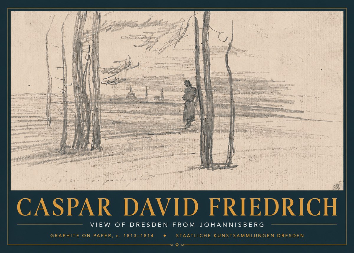 Caspar David Friedrich View of Dresden from Johannisberg No6 - Plakát