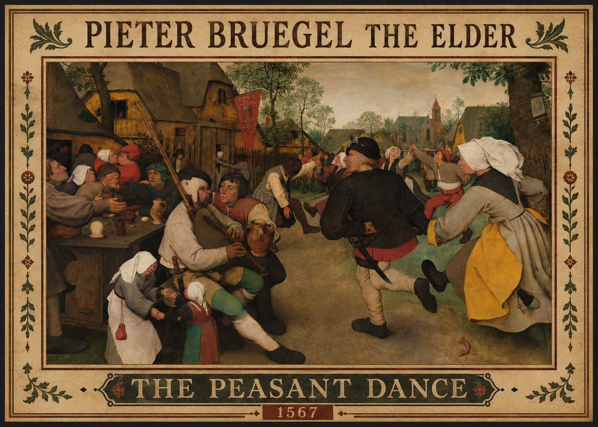 Pieter Bruegel The Peasant Dance II No1 - Plakát