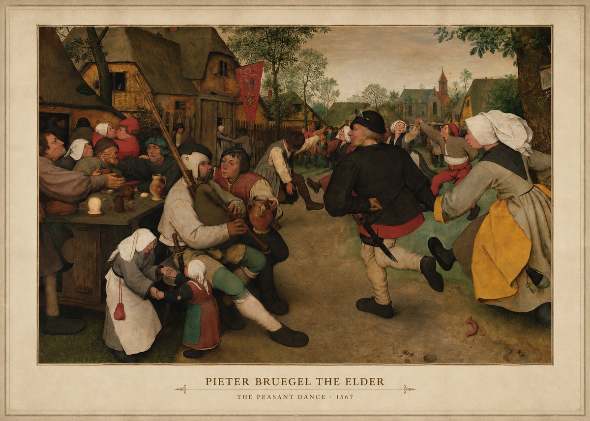 Pieter Bruegel The Peasant Dance II No3 - Plakát
