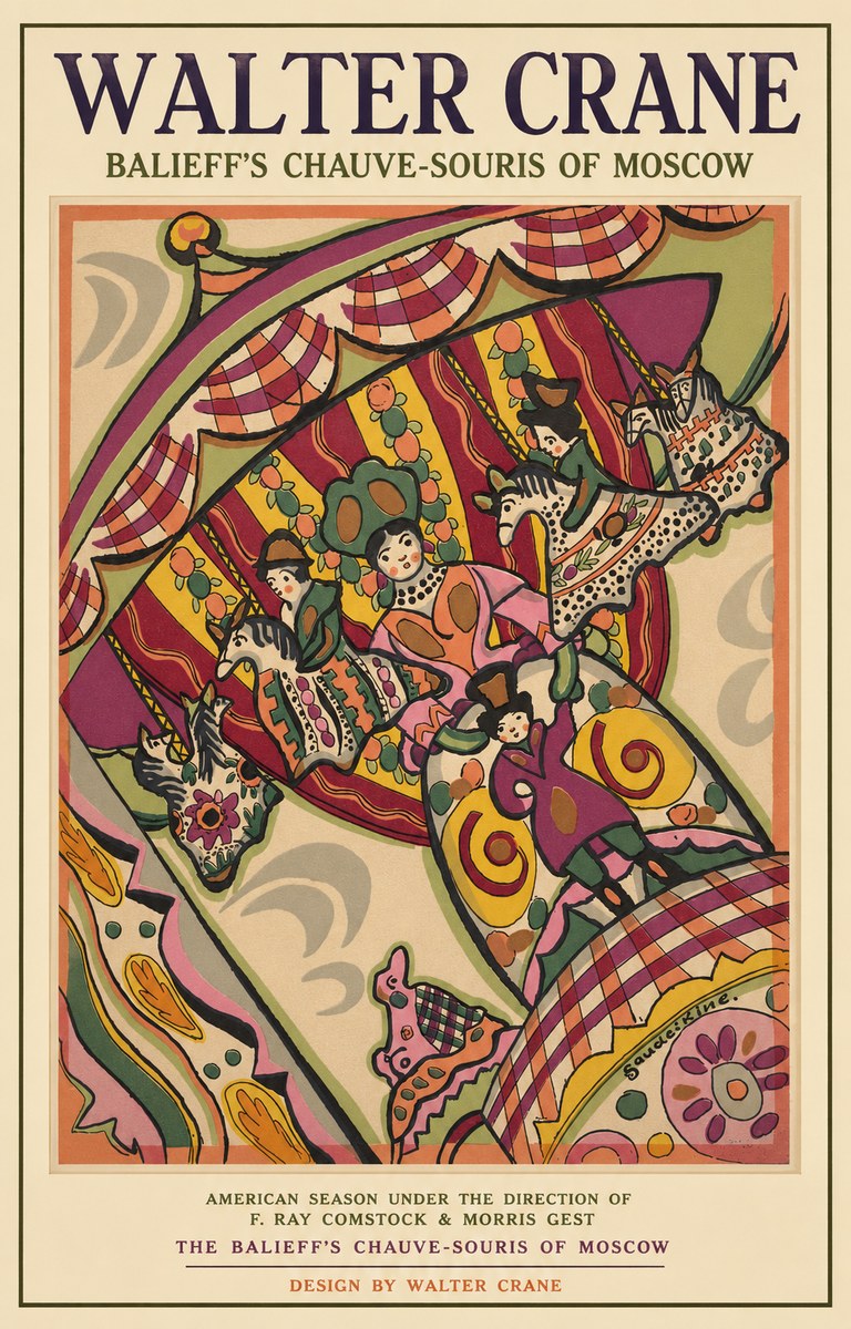 Walter Crane Balieff's Chauve-souris of Moscow No2 - Plakát