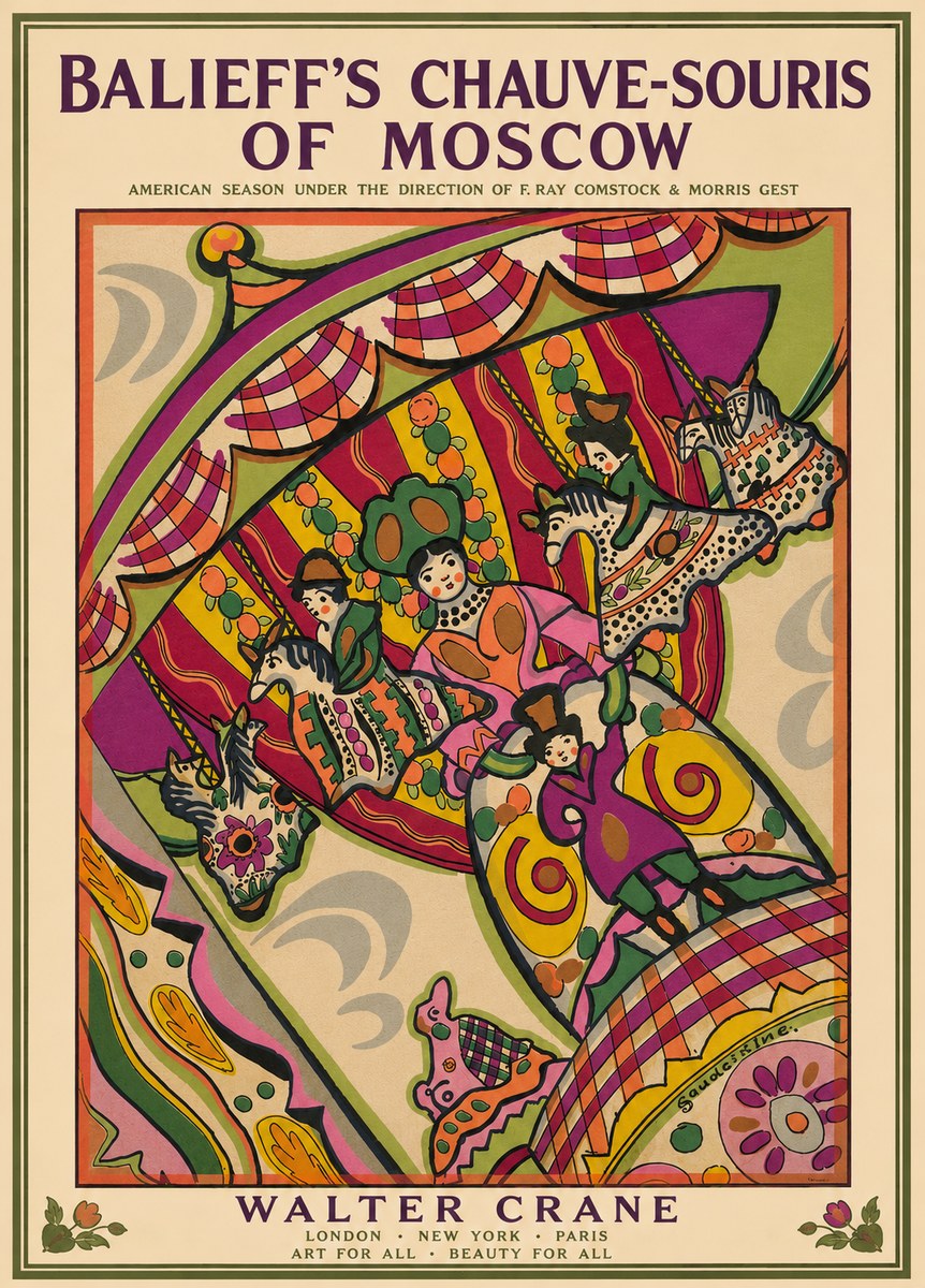 Walter Crane Balieff's Chauve-souris of Moscow No3 - Plakát