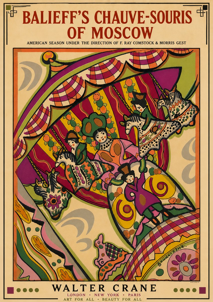 Walter Crane Balieff's Chauve-souris of Moscow No6 - Plakát
