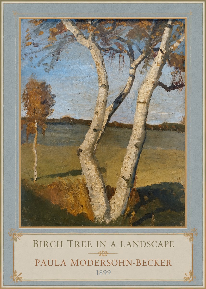 Paula Modersohn-Becker Birch Tree in a Landscape No1 - Plakát