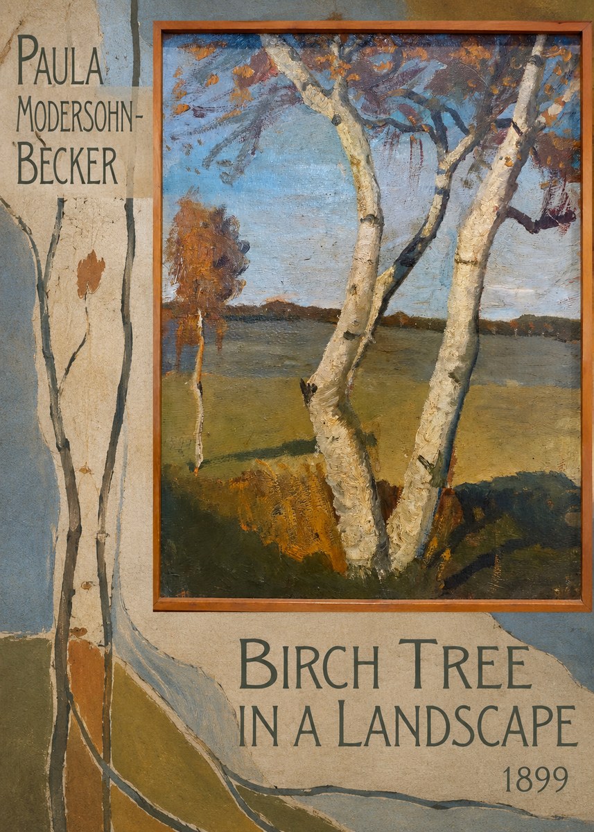 Paula Modersohn-Becker Birch Tree in a Landscape No2 - Plakát