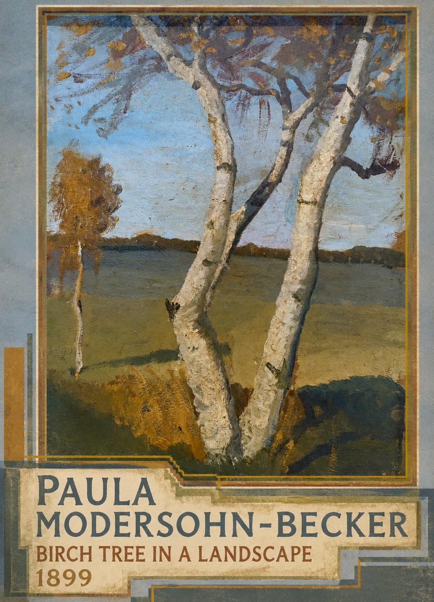 Paula Modersohn-Becker Birch Tree in a Landscape No5 - Plakát