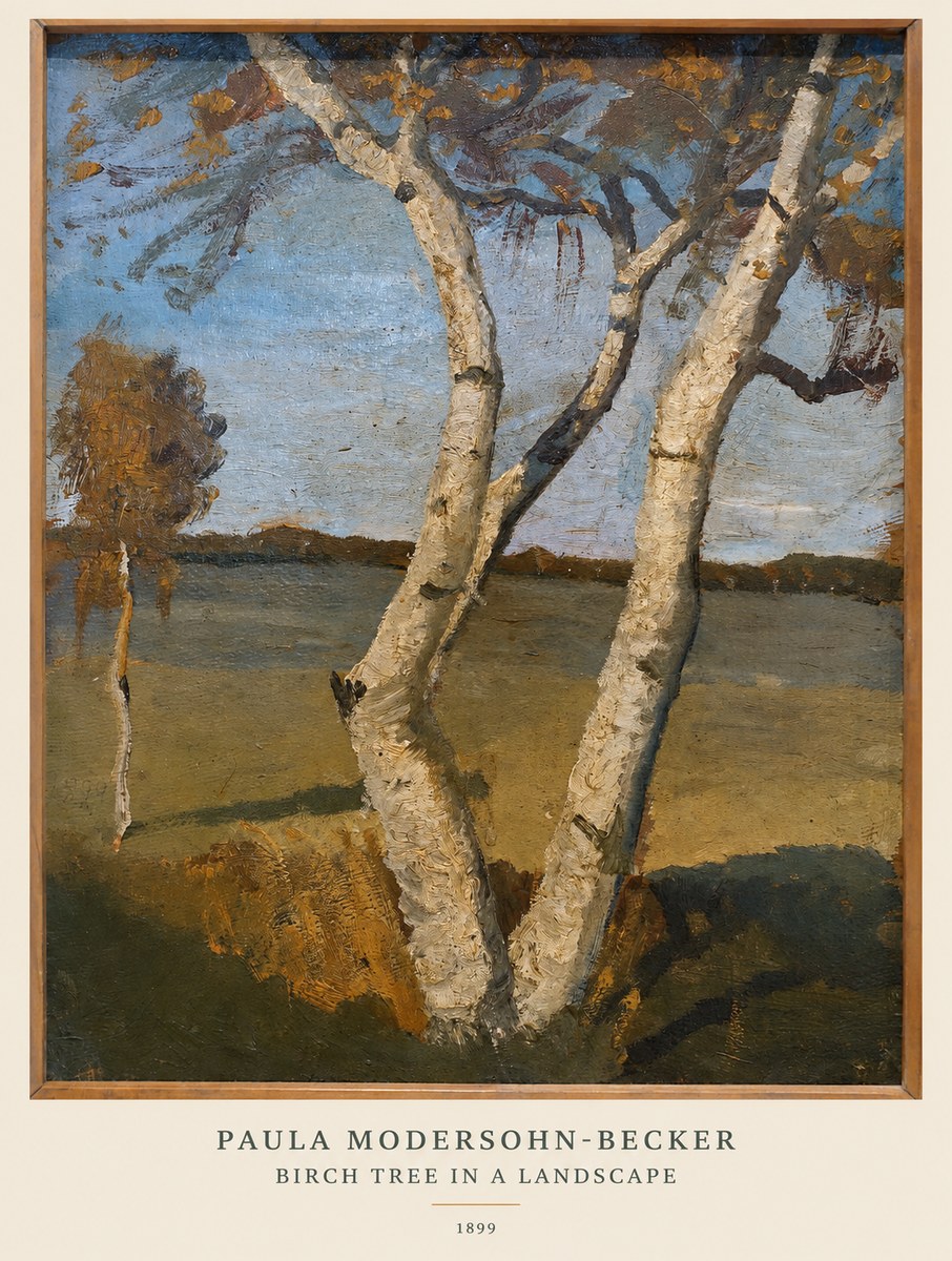 Paula Modersohn-Becker Birch Tree in a Landscape No6 - Plakát