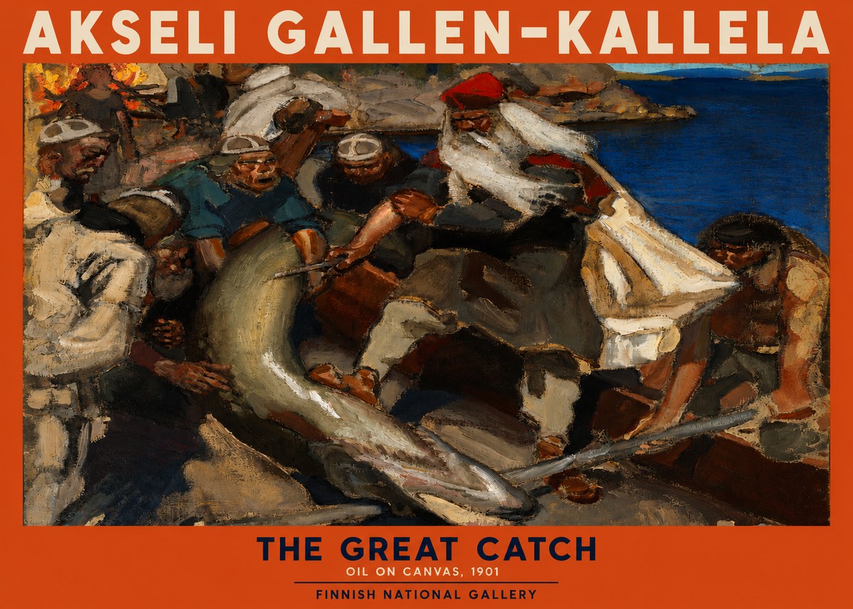 Akseli Gallen-Kallela The Great Catch No2 - Plakát
