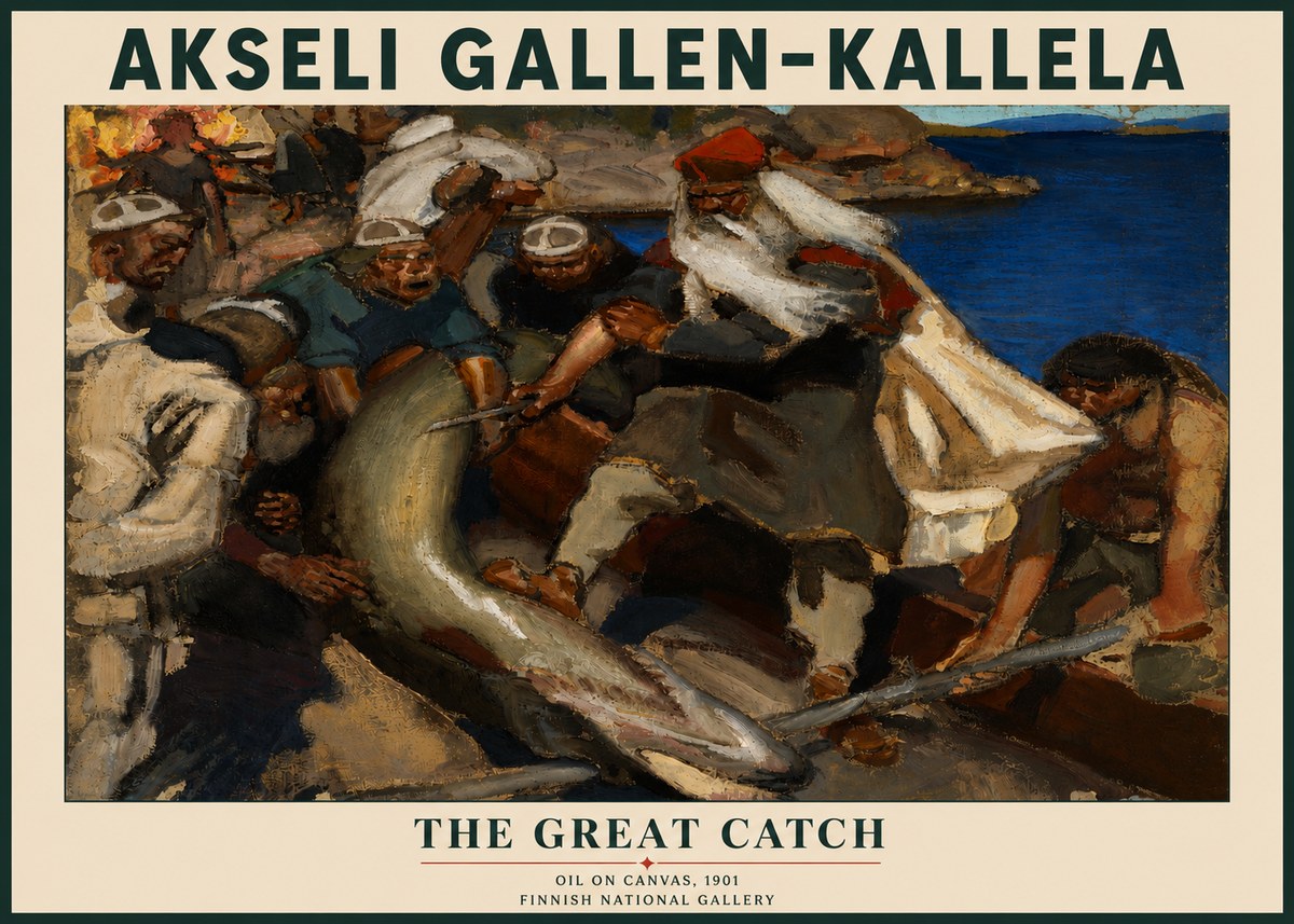 Akseli Gallen-Kallela The Great Catch No3 - Plakát