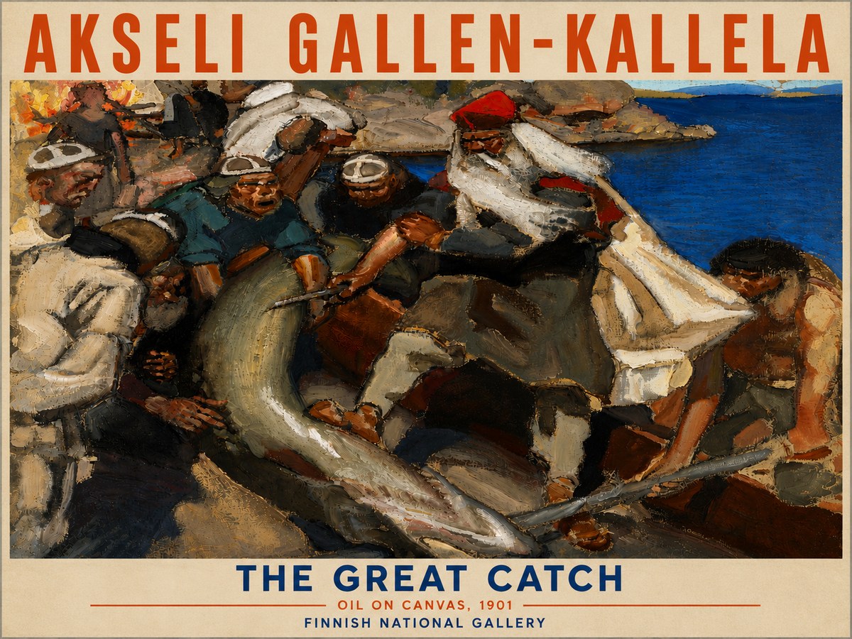Akseli Gallen-Kallela The Great Catch No6 - Plakát