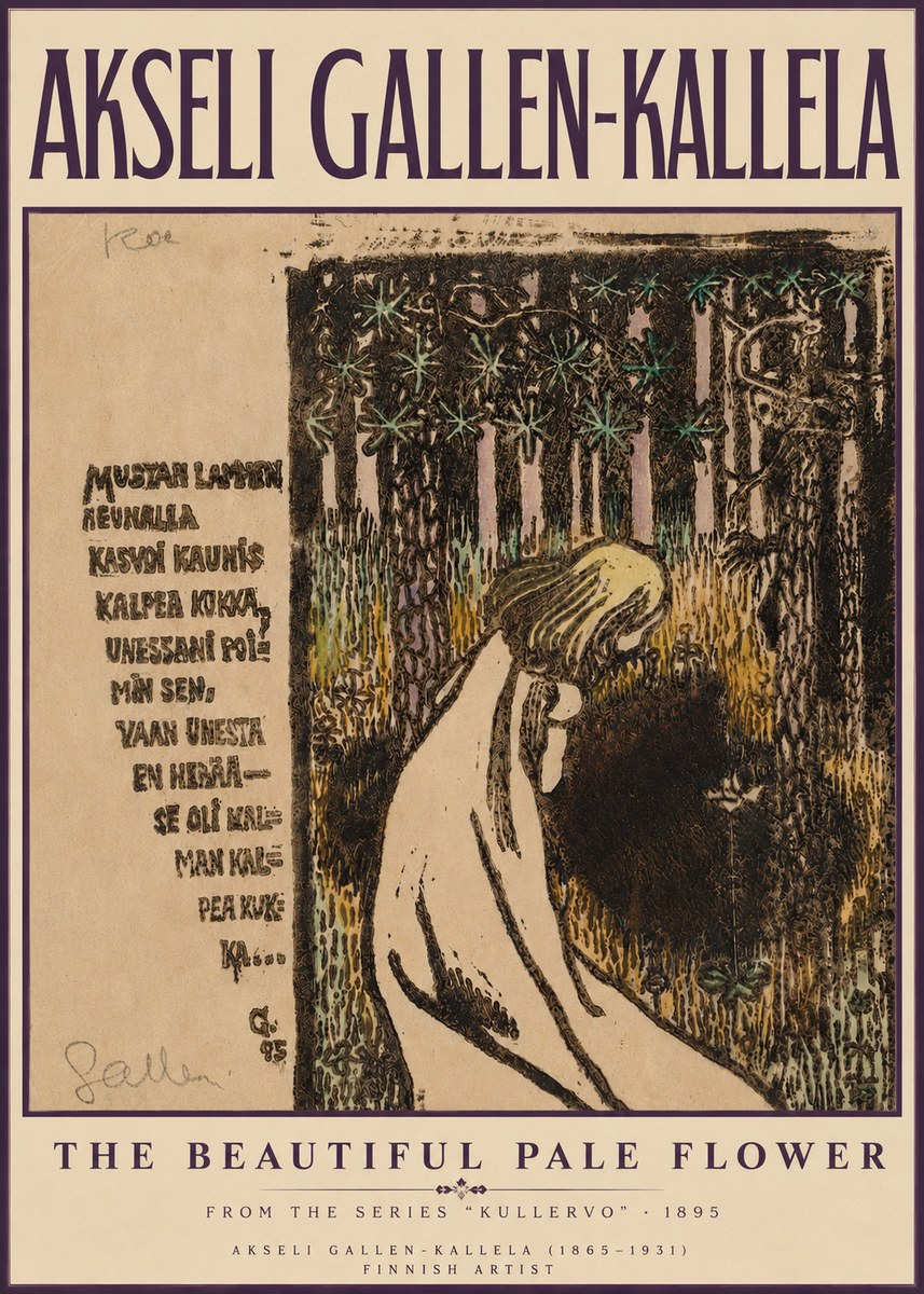 Akseli Gallen-Kallela The Beautiful Pale Flower No3 - Plakát