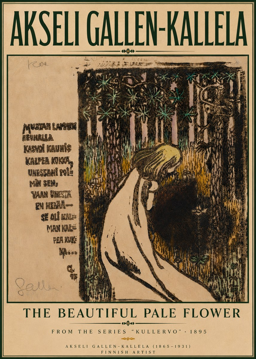 Akseli Gallen-Kallela The Beautiful Pale Flower No6 - Plakát