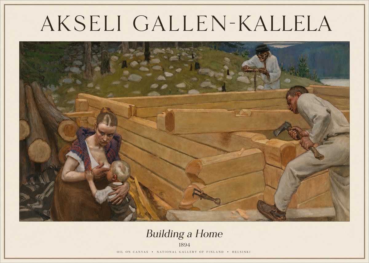 Akseli Gallen-Kallela Building a Home No4 - Plakát