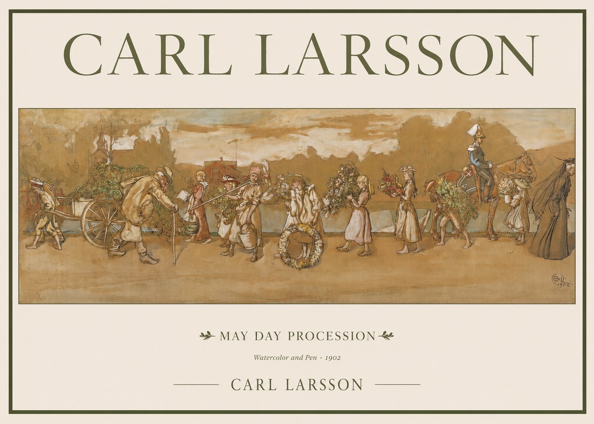 Carl Larsson May Day Procession No1 - Plakát