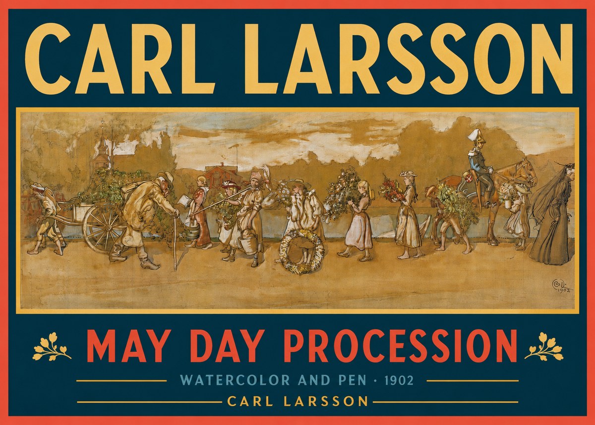 Carl Larsson May Day Procession No2 - Plakát