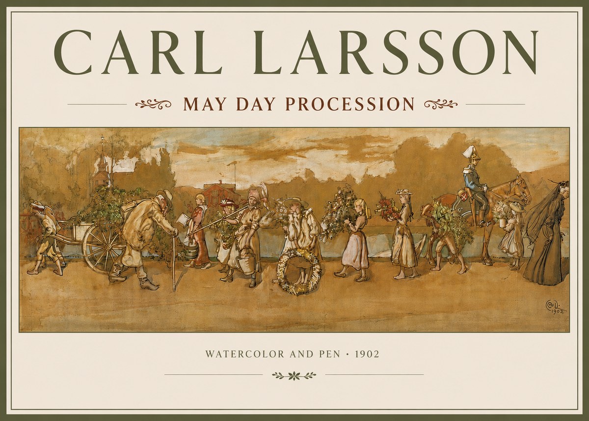 Carl Larsson May Day Procession No3 - Plakát