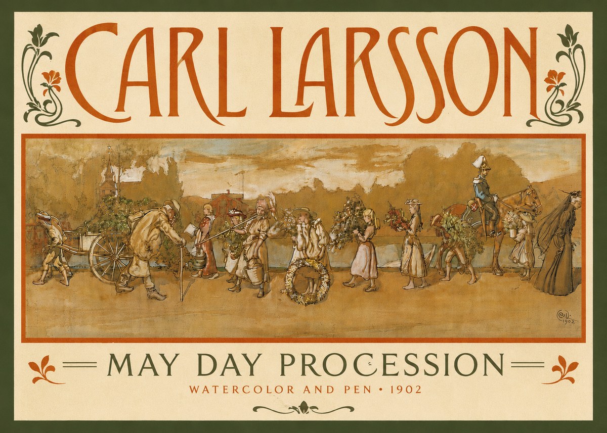 Carl Larsson May Day Procession No4 - Plakát