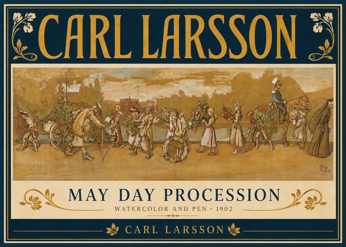 Carl Larsson May Day Procession No5 - Plakát