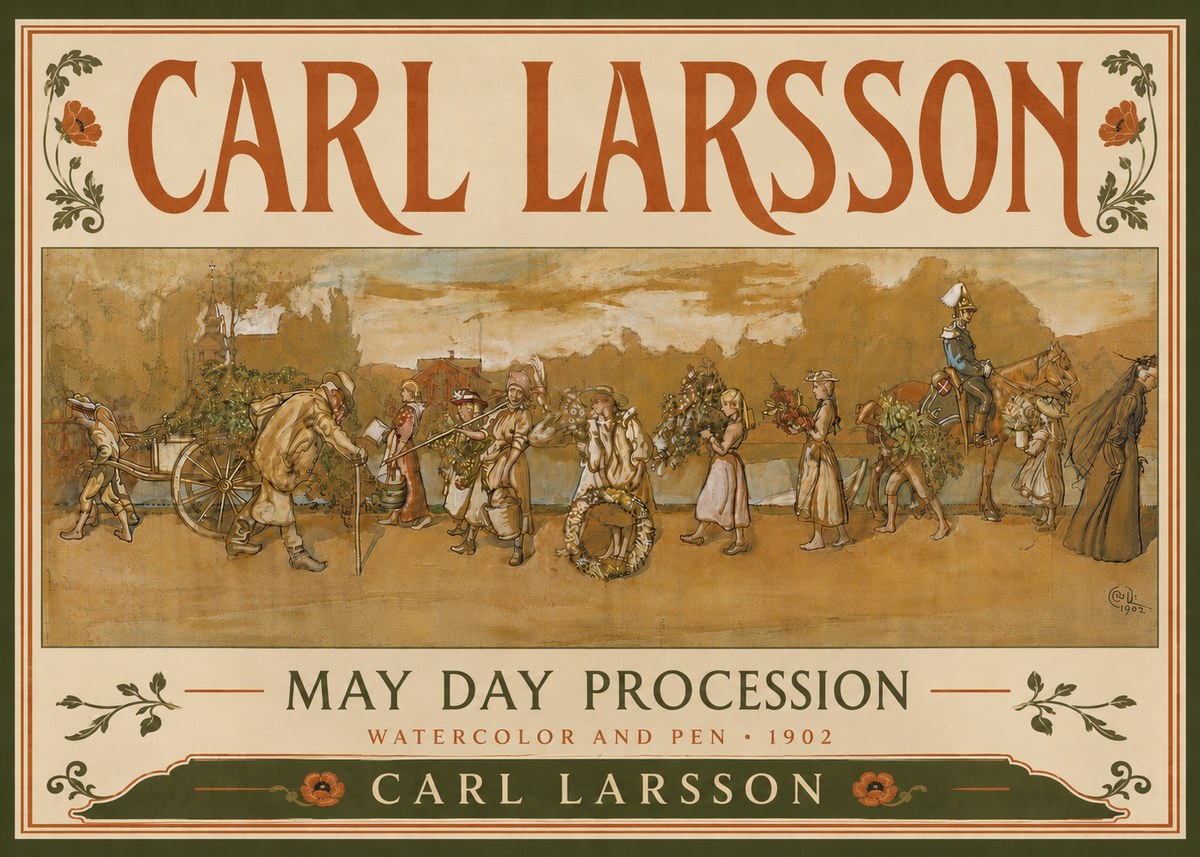 Carl Larsson May Day Procession No6 - Plakát