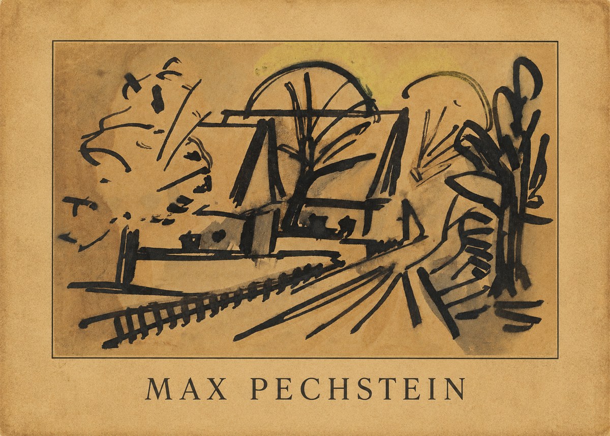 Max Pechstein Abstract Village Landscape No3 - Plakát
