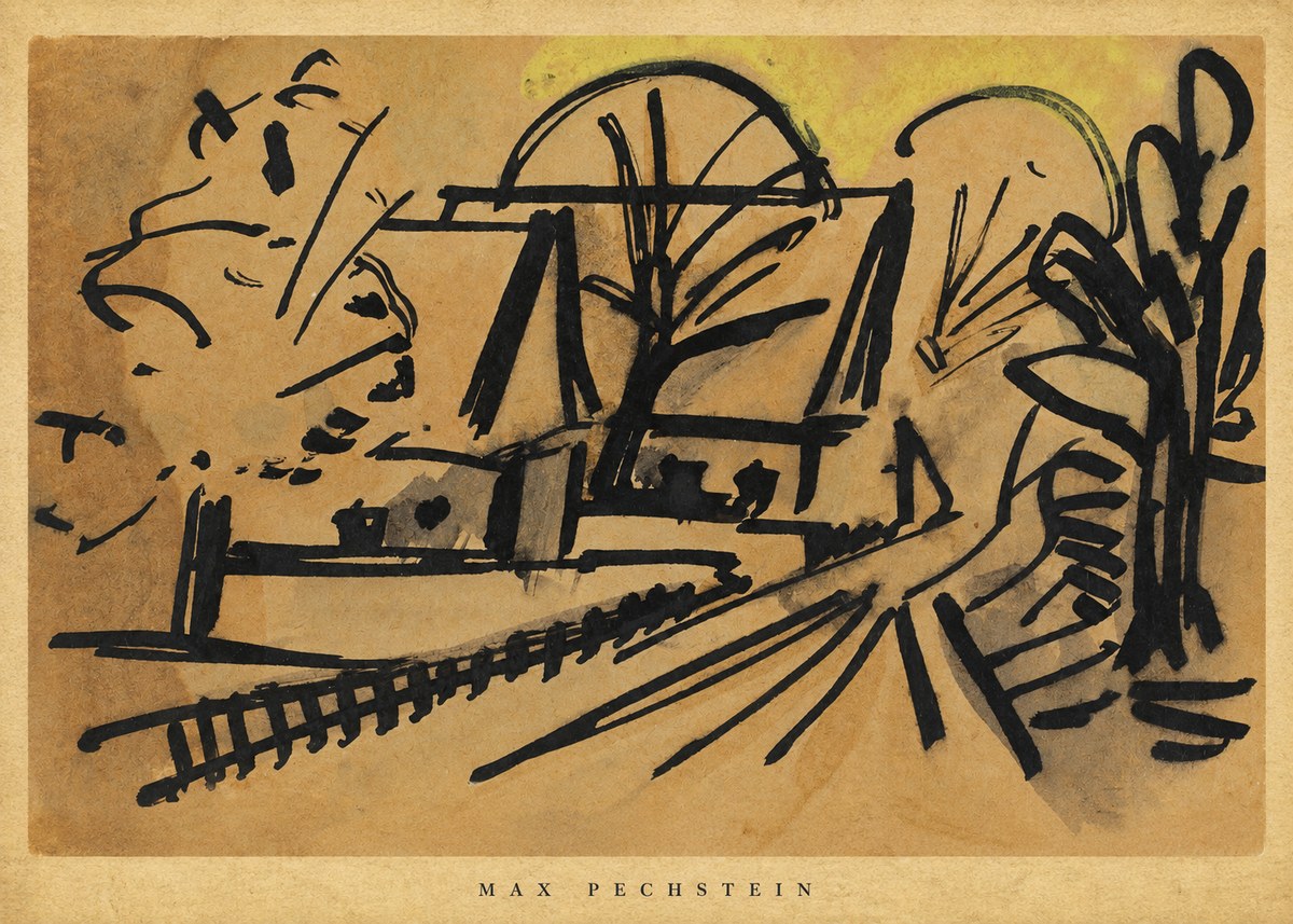 Max Pechstein Abstract Village Landscape No5 - Plakát