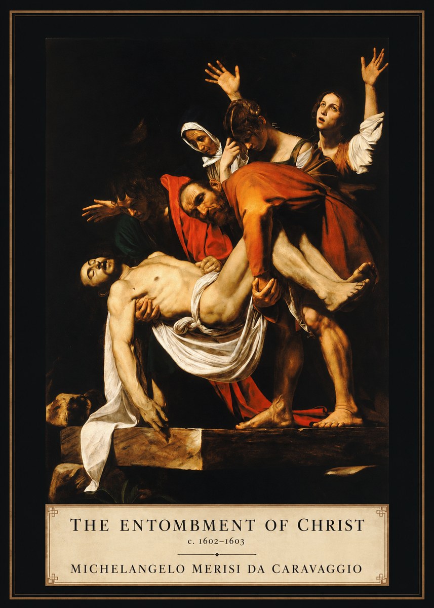 Michelangelo Merisi da Caravaggio The Entombment of Christ II No2 - Plakát