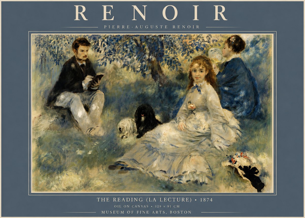 Renoir The Reading (La Lecture) No5 - Plakát