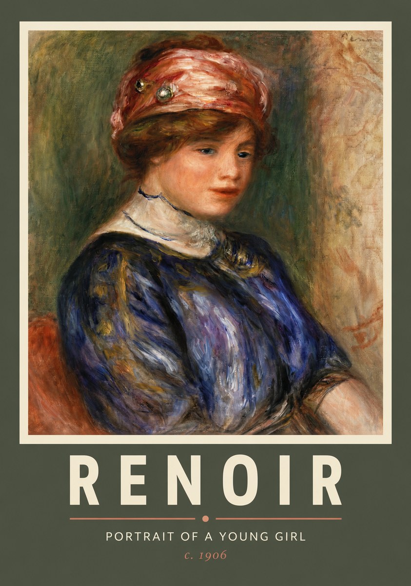 Renoir Portrait of a Young Girl II No2 - Plakát