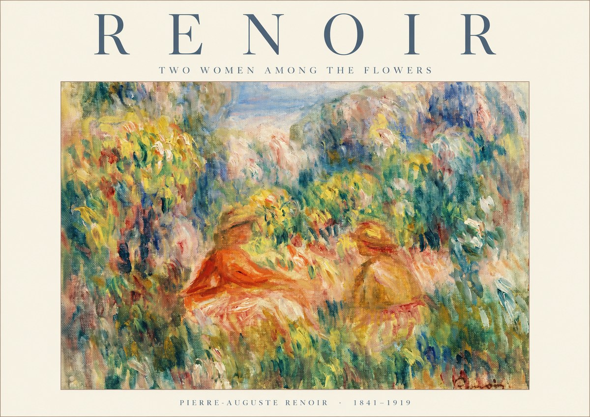Renoir Two Women Among the Flowers No1 - Plakát