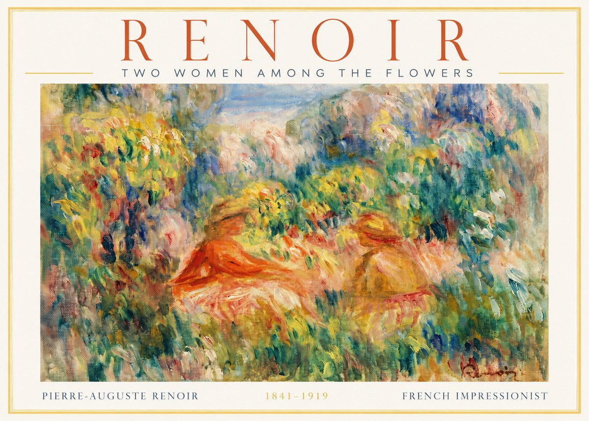 Renoir Two Women Among the Flowers No2 - Plakát