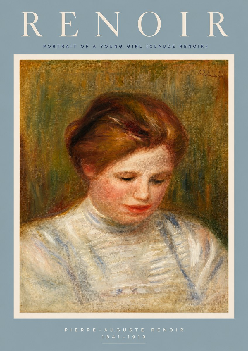 Renoir Portrait of a Young Girl (Claude Renoir) No2 - Plakát