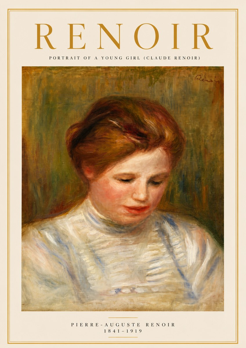 Renoir Portrait of a Young Girl (Claude Renoir) No3 - Plakát