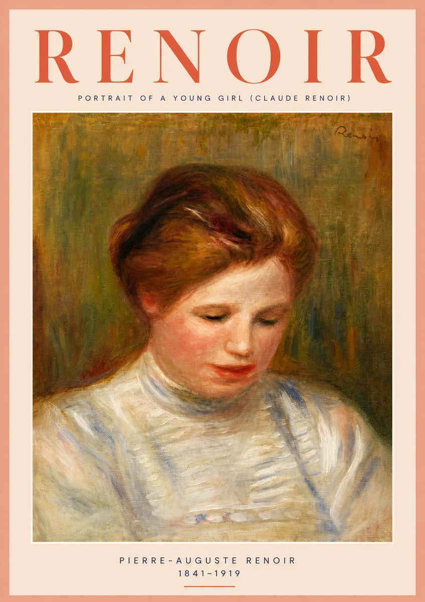 Renoir Portrait of a Young Girl (Claude Renoir) No4 - Plakát