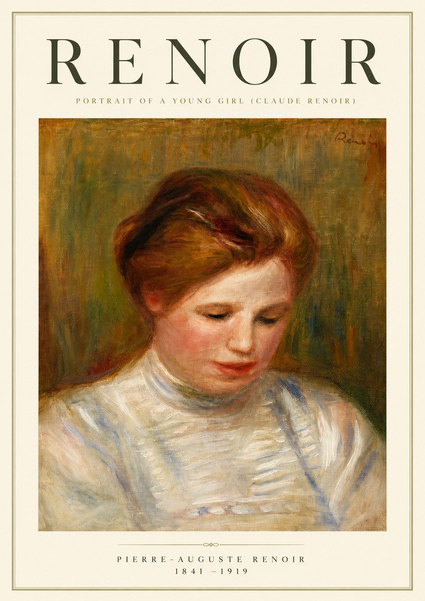 Renoir Portrait of a Young Girl (Claude Renoir) No5 - Plakát