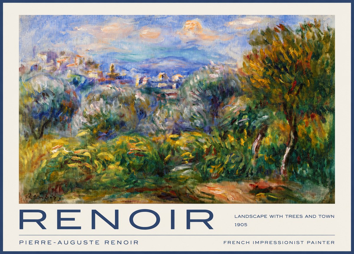 Renoir Landscape with Trees and Town No2 - Plakát