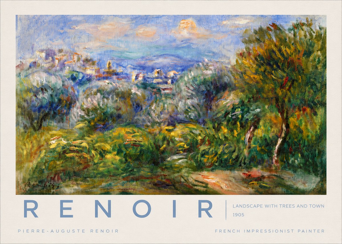 Renoir Landscape with Trees and Town No4 - Plakát