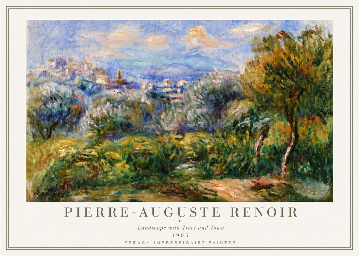 Renoir Landscape with Trees and Town No6 - Plakát