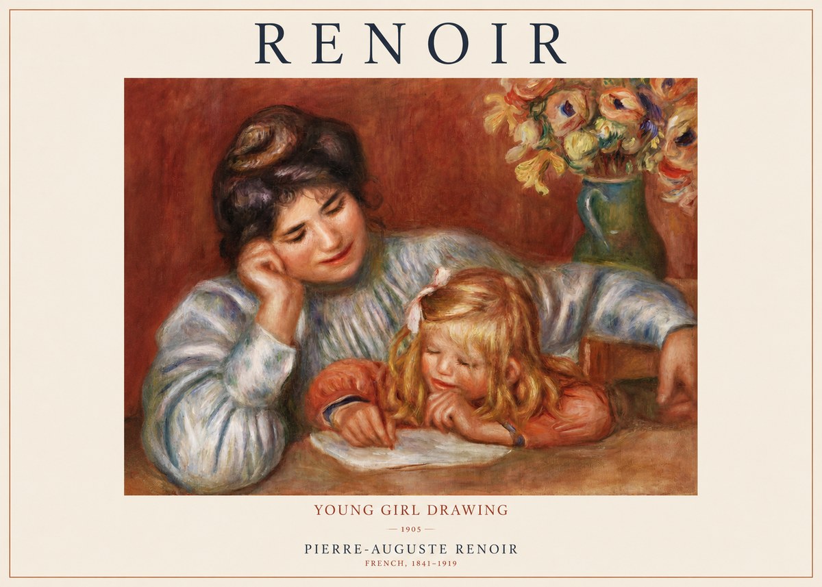 Renoir Young Girl Drawing No1 - Plakát