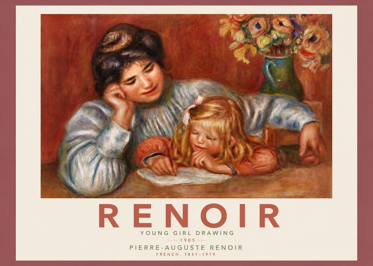 Renoir Young Girl Drawing No4 - Plakát