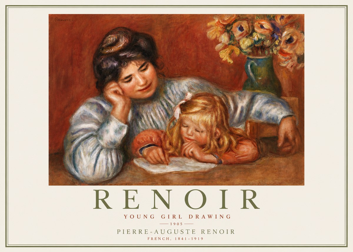 Renoir Young Girl Drawing No5 - Plakát