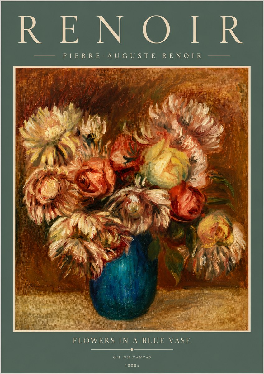 Renoir Flowers in a Blue Vase No6 - Plakát