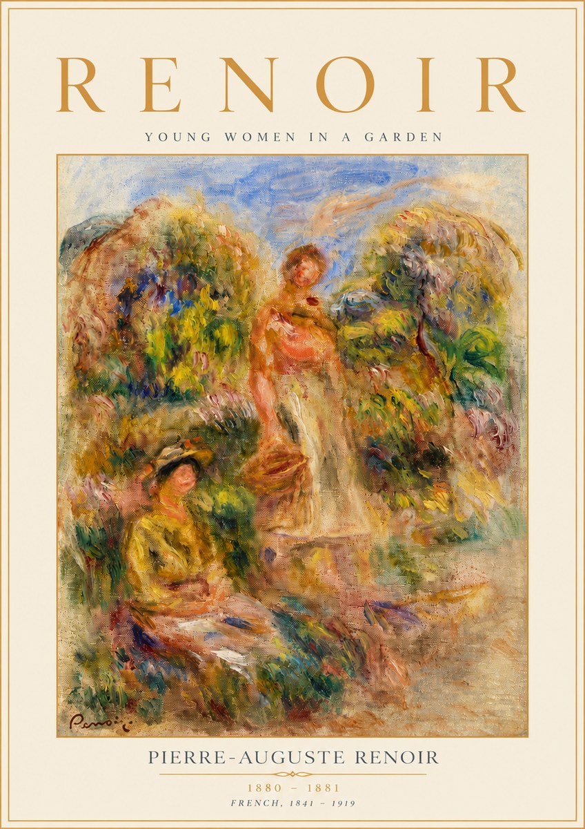 Renoir Young Women in a Garden No4 - Plakát