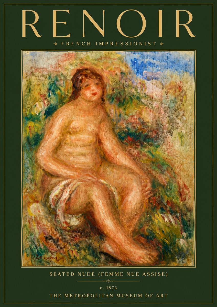 Renoir Seated Nude (Femme Nue Assise) No6 - Plakát