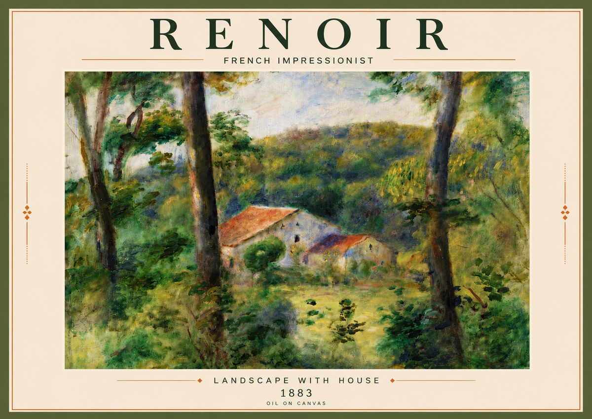 Renoir Landscape with House II No5 - Plakát