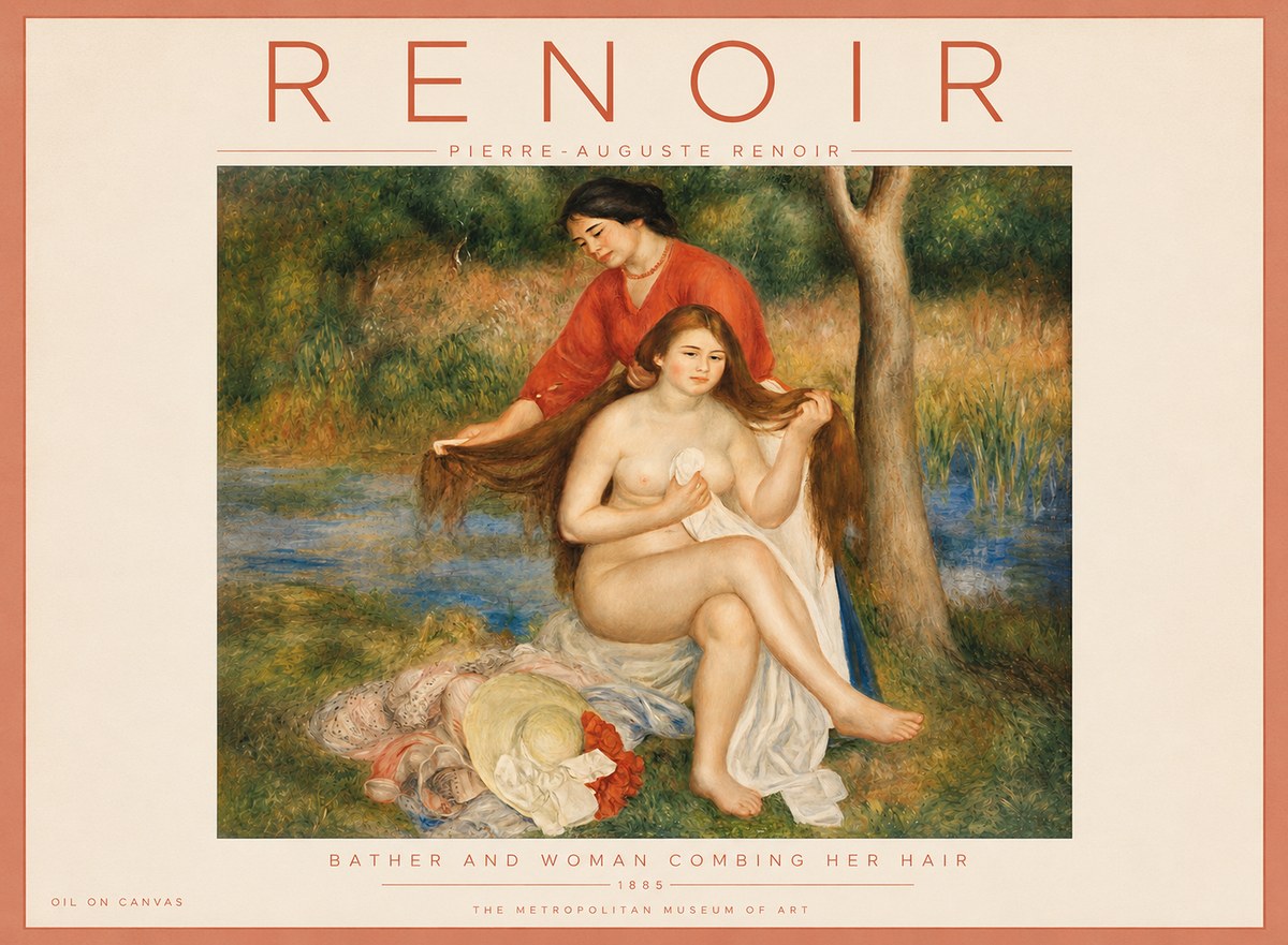 Renoir The Bather and Her Attendant No5 - Plakát