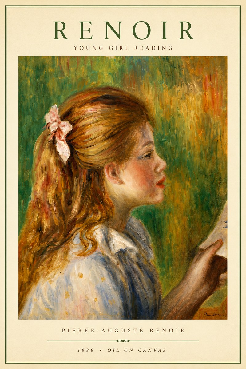 Renoir Young Girl Reading II No4 - Plakát