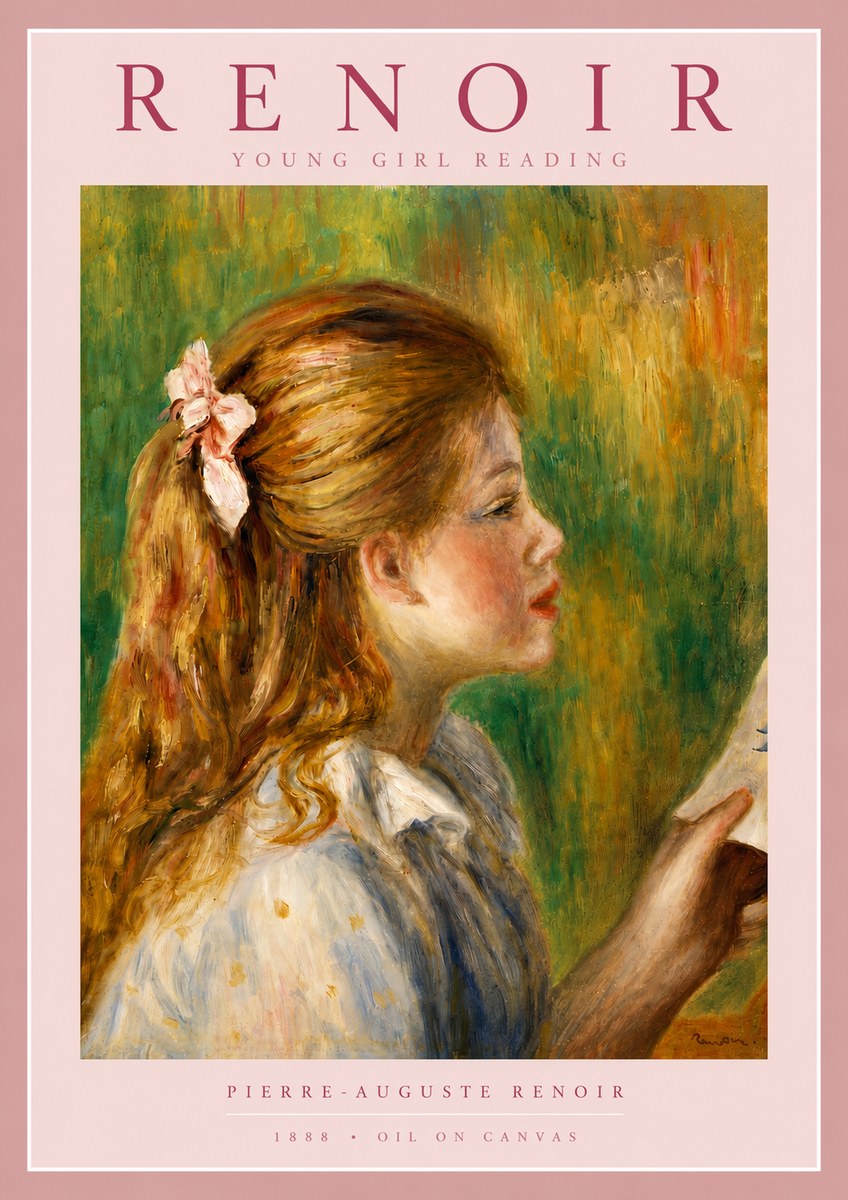Renoir Young Girl Reading II No5 - Plakát