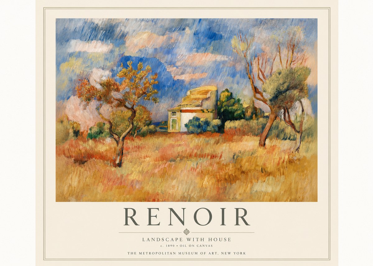 Renoir Landscape with House III No3 - Plakát